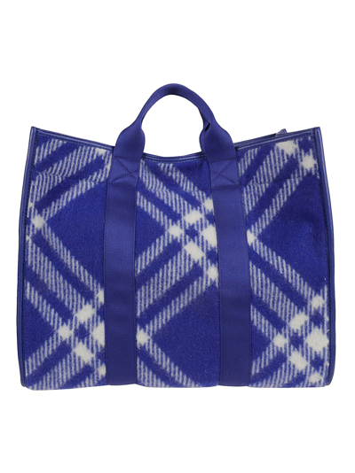 Shop Burberry Canvas Check Tote In Knight