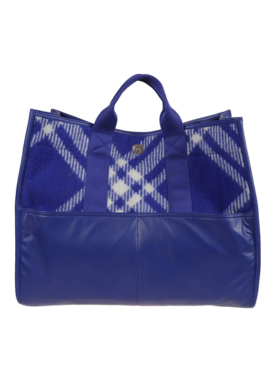 Shop Burberry Canvas Check Tote In Knight