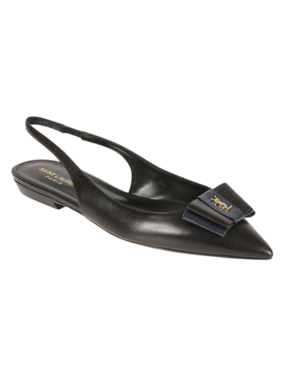 Shop Saint Laurent Anais 10 Bow Sling Sandals In Black/navy