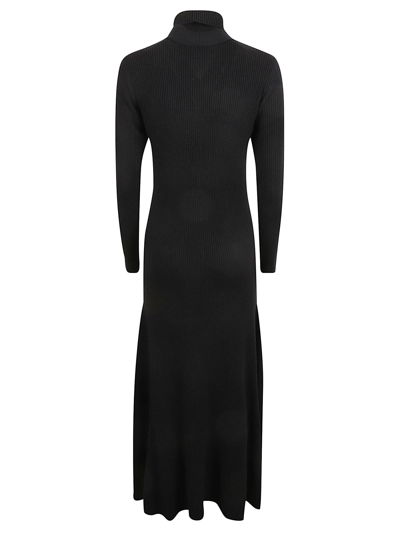 Shop Fabiana Filippi Ribbed Long Dress In Black