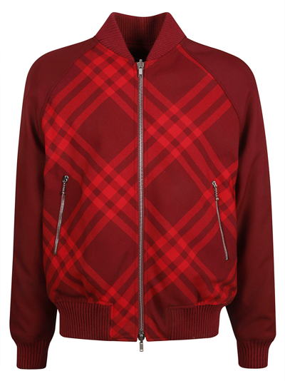 Shop Burberry Check Zip Bomber In Ripple Ip Check