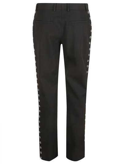 Shop Off-white Eyelet Brand Slim Trousers In Black