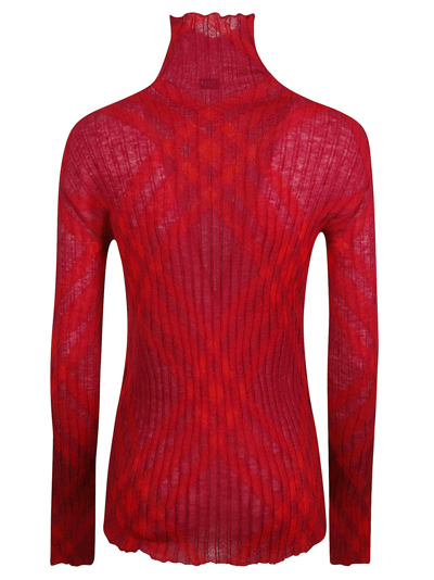 Shop Burberry Ribbed Printed Jumper In Ripple Ip Check
