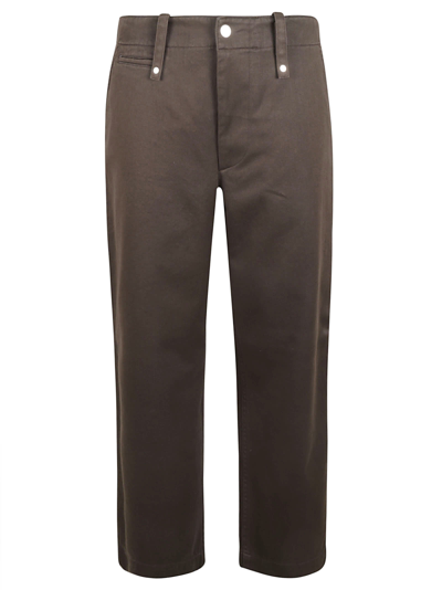 Shop Burberry Straight Buttoned Trousers In Otter