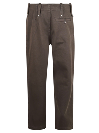 Shop Burberry Straight Buttoned Trousers In Otter