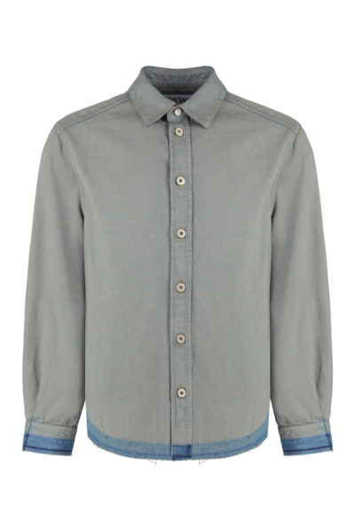 Shop Loewe Denim Shirt In Grey