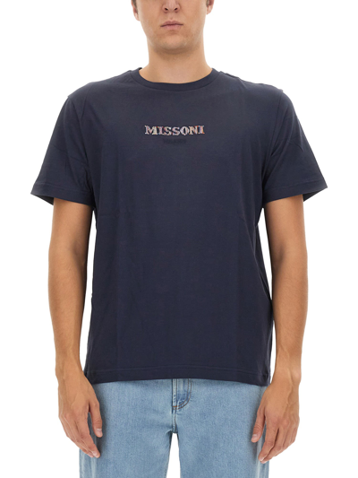 Shop Missoni T-shirt With Logo In Blu