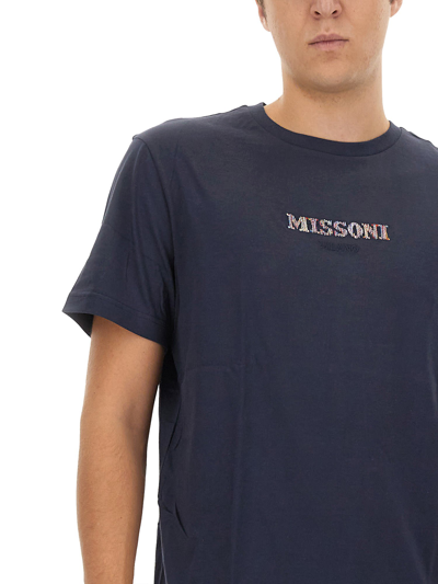 Shop Missoni T-shirt With Logo In Blu