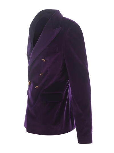 Shop Tagliatore Double-breasted Jacket  J-alicya In Velvet In Viola
