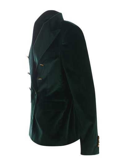 Shop Tagliatore Double-breasted Jacket  J-alicya In Velvet In Verde Scuro