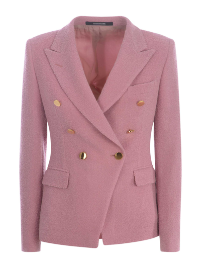 Shop Tagliatore Double-breasted Jacket J-alicya In Shaved Boucle In Rosa