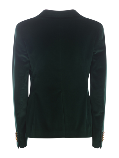 Shop Tagliatore Double-breasted Jacket  J-alicya In Velvet In Verde Scuro