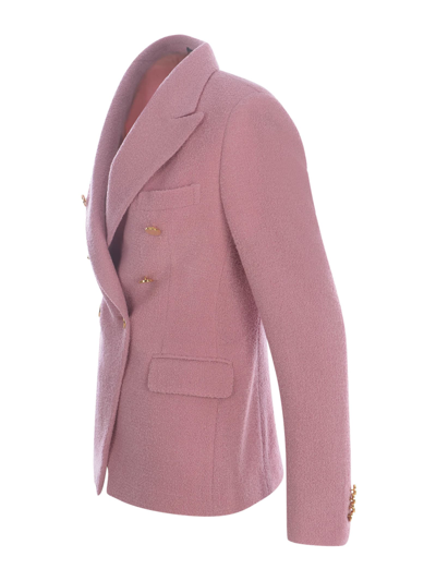 Shop Tagliatore Double-breasted Jacket J-alicya In Shaved Boucle In Rosa