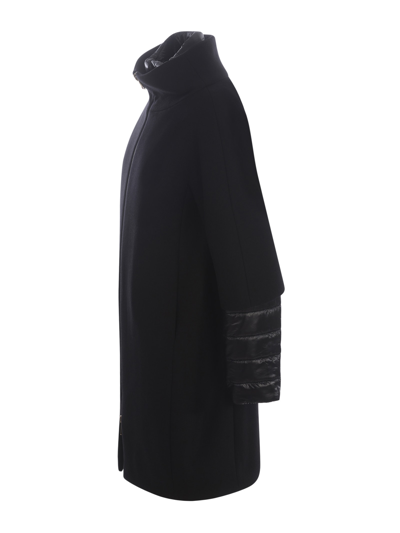 Shop Herno Coat  Made Of Wool And Nylon Twill In Nero