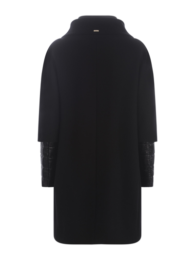 Shop Herno Coat  Made Of Wool And Nylon Twill In Nero