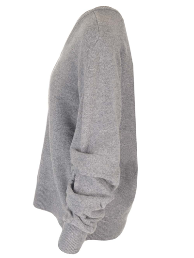 Tory Burch Gathered Sleeves Sweater In Grey