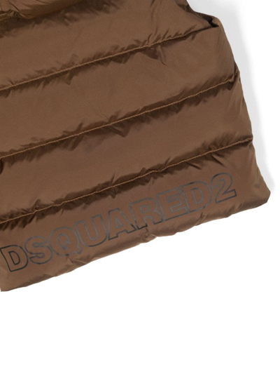 Shop Dsquared2 Brown Padded Gilet With Logo In Marrone