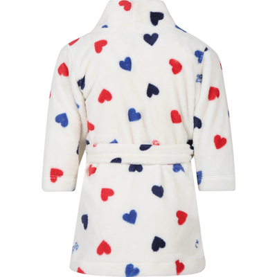 Petit Bateau Ivory Dressing Gown For Girl With Hearts In Ivory