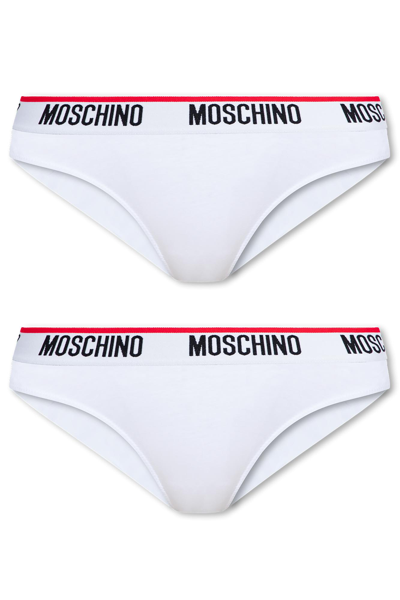 Shop Moschino Logo-waistband 2-pack Briefs