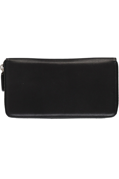 Shop Versace Leather Zip Around Wallet In Black