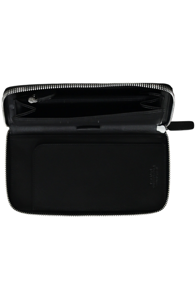 Shop Versace Leather Zip Around Wallet In Black