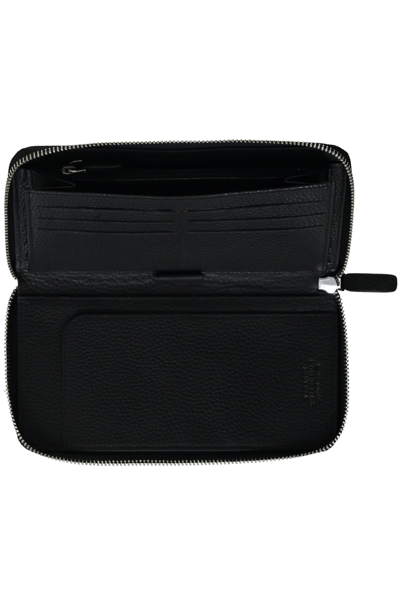 Shop Versace Leather Zip Around Wallet In Black