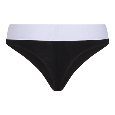 Shop Palm Angels Logo-waistband Thong In Nero