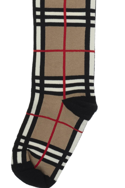 Shop Burberry Checked Tights In Beige