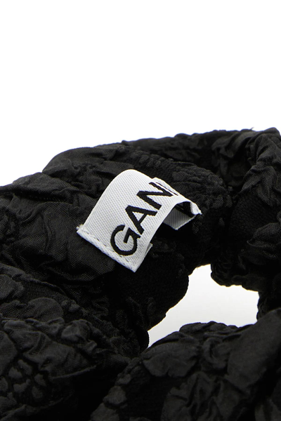 Shop Ganni Black Polyester Blend Scrunchie In Nero