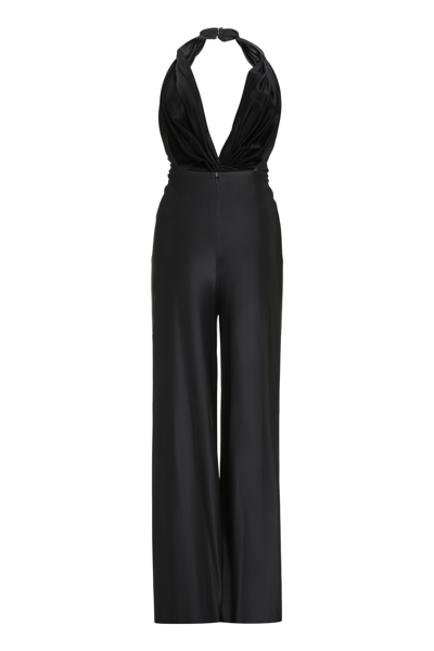 Costarellos Muti Jersey Gathered Low Cut Jumpsuit In Black
