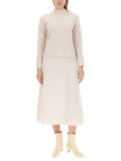 Alysi Chocolat Woman Turtleneck Light Pink Size S Virgin Wool In Avorio