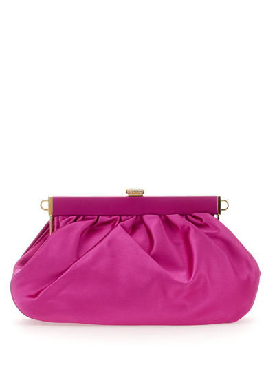 Shop Versace Clutch With Medusa Plaque In Fucsia
