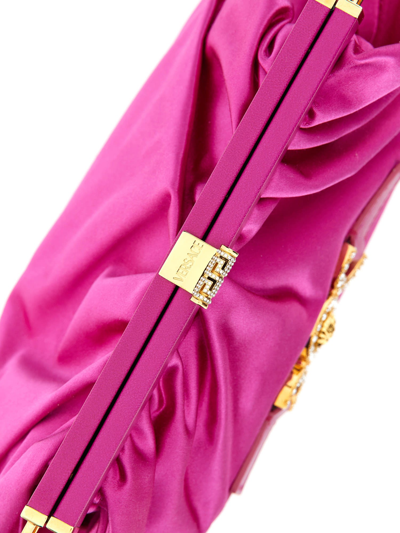 Shop Versace Clutch With Medusa Plaque In Fucsia