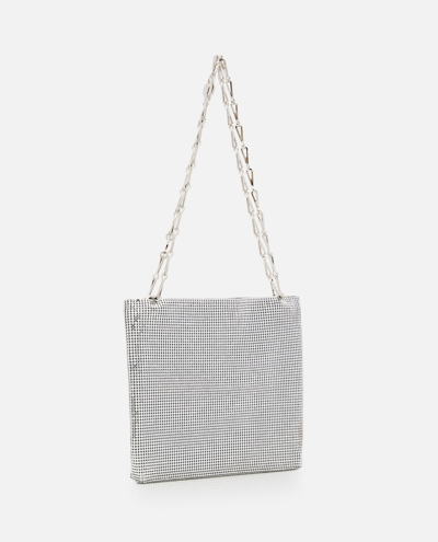 Shop Rabanne Pixel Mini Mesh Shoulder Bag In Silver