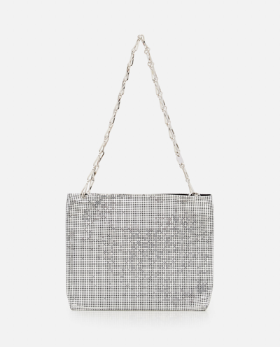 Shop Rabanne Pixel Mini Mesh Shoulder Bag In Silver