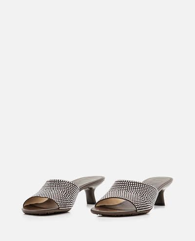 Loewe Petal Strass Kitten-heel Mule Sandals In Brown