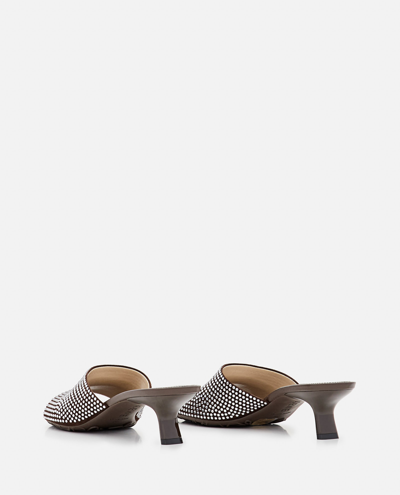 Shop Loewe 45mm  Petal Strassed Leather Mule In Brown