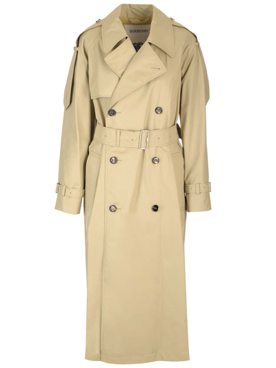 Shop Burberry Castleford Long Trench Coat In Beige