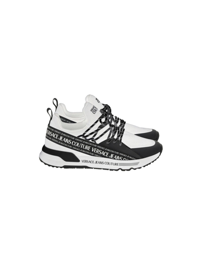 Shop Versace Jeans Couture Shoes Fondo Dynamic Dis. Sa3 Knit+gummy+coated In White/black
