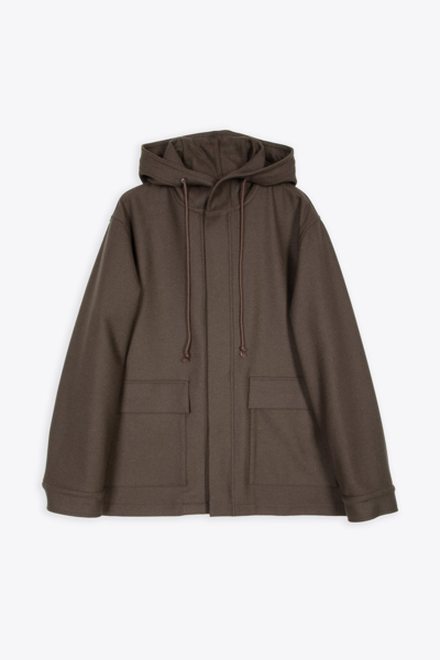 MAURO GRIFONI PARKA PANNO SENZA LAYER BROWN WOOL UNLINED HOODED PARKA 