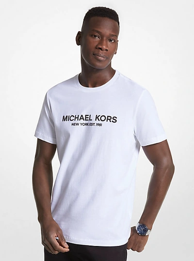 Shop Michael Kors Logo Cotton T-shirt In White