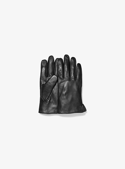 Shop Michael Kors Leather Gloves In Black