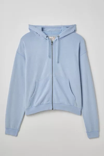 Shop Bdg Bonfire Full Zip Lightweight Hoodie Sweatshirt In Light Blue At Urban Outfitters