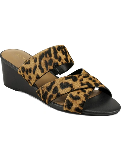 Shop Aerosoles Westfield Womens Calf Hair Leopard Print Wedge Heels In Brown