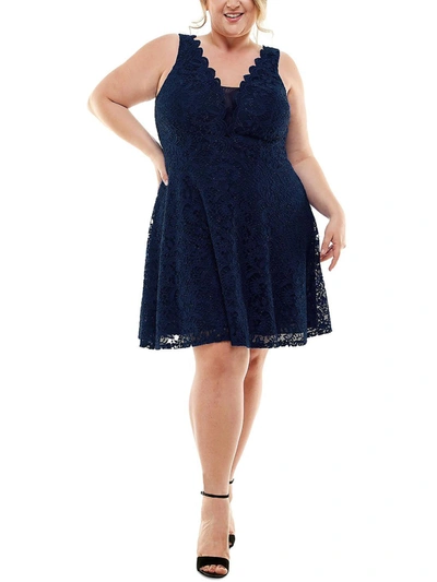 Shop City Studio Plus Womens Lace Knee-length Fit & Flare Dress In Multi