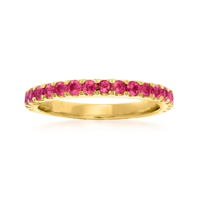 Shop Ross-simons Ruby Ring In 18kt Gold Over Sterling In Red