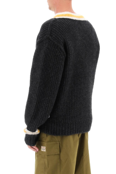 Shop Stussy Wool And Mohair Tennis Sweater In Grey
