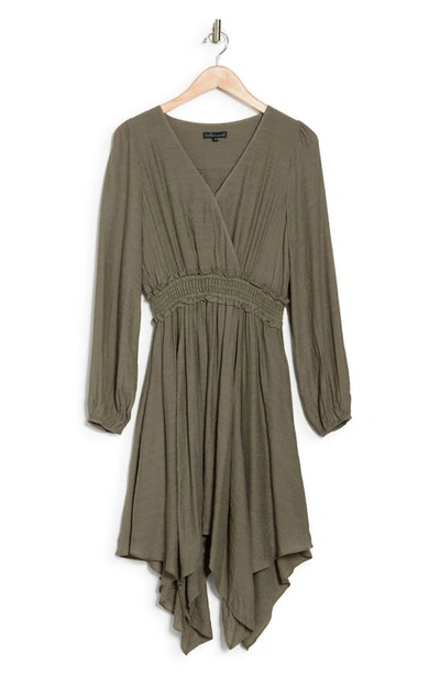 Shop Wishlist Long Sleeve Handkerchief Hem Dress In Olive