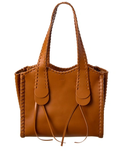 Shop Chloé Mony Leather Tote In Brown