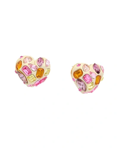 Shop Oscar De La Renta 14k Nougatine Heart Earrings In Multi
